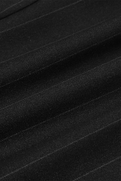 Formal Trendy Women's High Waist Stripe Print Full Length Flared Pants in Black