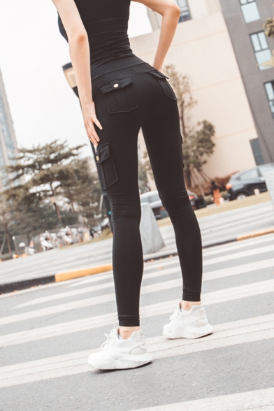Simple Plain Mid Rise Utility Ankle Length Stretch Skinny Fit Leggings for Jogger Girls