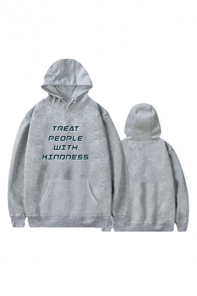 Letter TREAT PEOPLE WITH KINDNESS Printed Long Sleeve Unisex Boxy Hoodie
