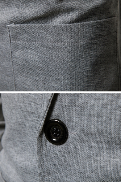 Mens Simple Long Sleeves Notch Lapel Double Buttons Slim Fit Solid Color Blazer