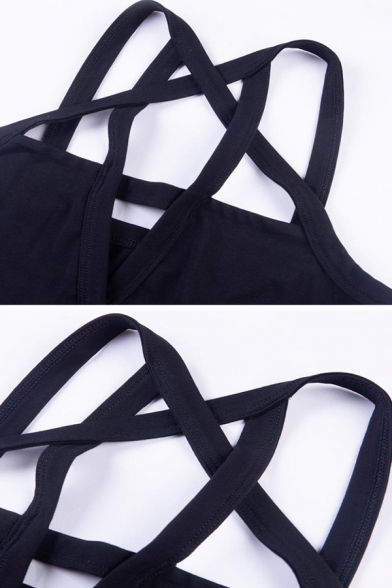 Cool Black Sleeveless Deep V-Neck Strappy Cut-Out Detail Skinny Bodysuit for Women