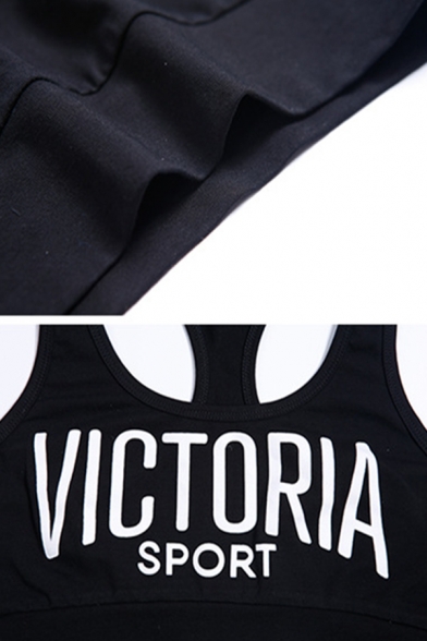 Cool Sport Sleeveless Scoop Neck Y Back Letter VICTORIA SPORT Print Crop Tank Top for Girls