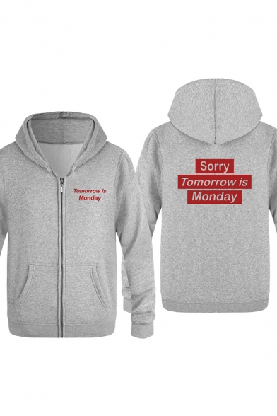 Fancy Letter SORRY TOMORROW IS MONDAY Printed Long Sleeve Casual Outdoor Hoodie