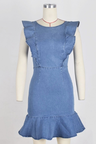 girls blue denim dress