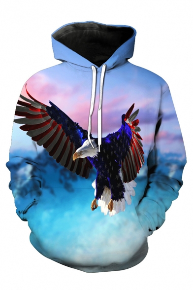 3D Eagle Printed Long Sleeve Hoodie