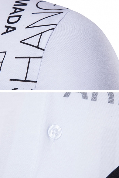 Hip-Hop Stylish Letter Printed Short Sleeves Button Front Slim Fit Leisure Polo Shirt