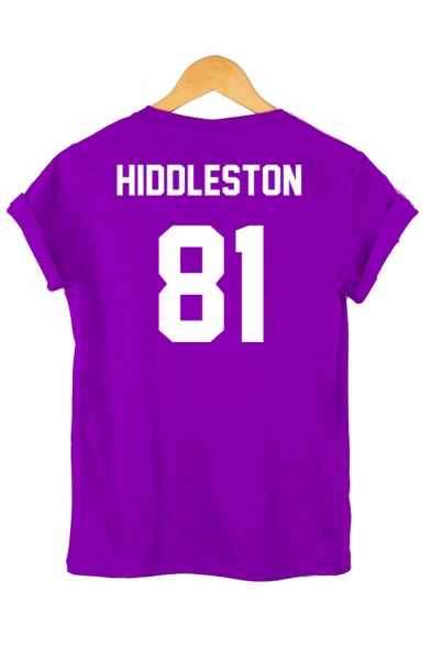 Simple Letter HIDDLESTON 81 Printed Round Neck Rolled Short Sleeve Leisure Tee