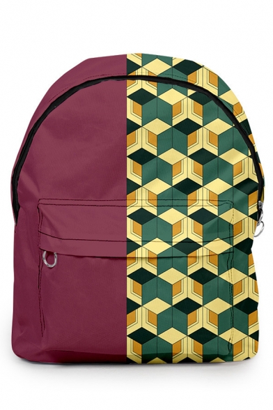 Hot Popular Geometric 3D Print Zip Placket Oxford Waterproof Backpack 40*30*17cm