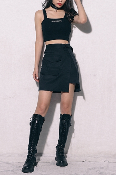 black wrap skirt short