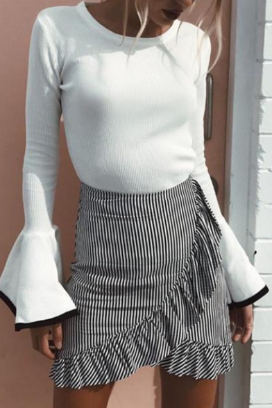 white fitted wrap skirt