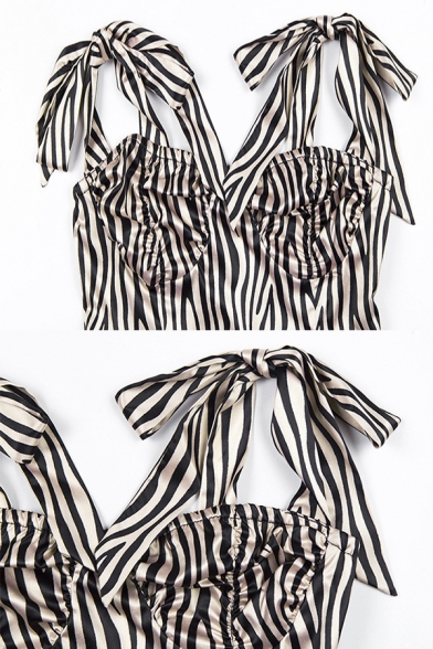 Womens Chic Zebra Printed Spaghetti Straps Mini A-Line Night Club Dress
