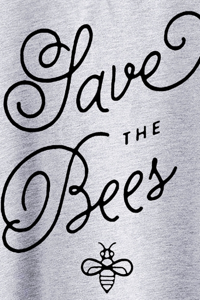 Creative Letter SAVE THE BEES Print Long Sleeve Crewneck Pullover Sweatshirt