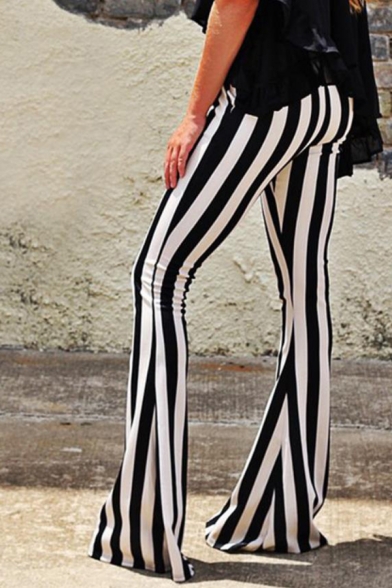 black and white striped pants flare