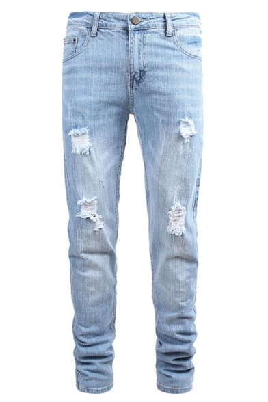 light blue denim ripped jeans
