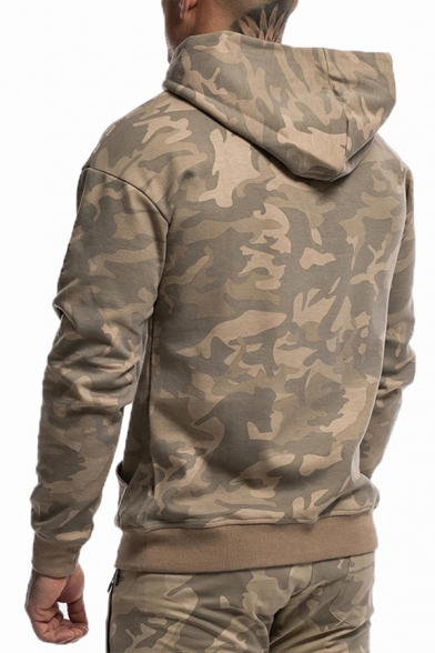 Mens Leisure Camouflage Printed Long Sleeve Slim Fit Pullover Hoodie