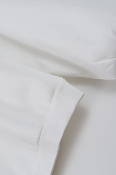 Womens Popular Sculpture Print Long Sleeves White Loose Pullover Sweatshirt