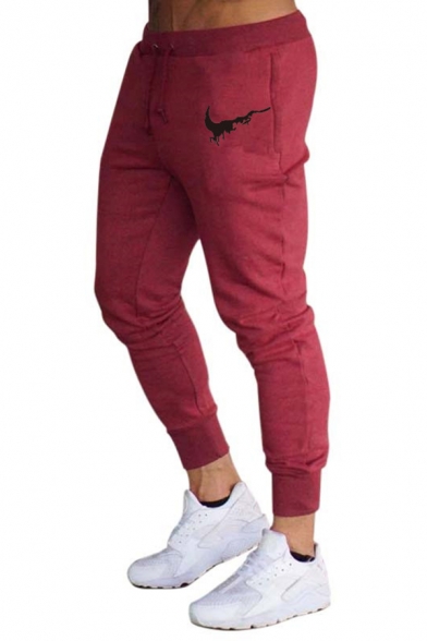 Hip-hop Style Melting Pattern Drawstring Waist Ankle Banded Pants Outdoor Sweatpants