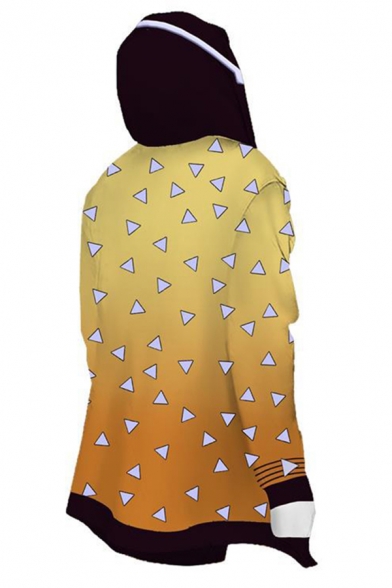 Hot Popular Geometric 3D Pattern Long Sleeves Colorblocked Cosplay Hoodie Cardigan