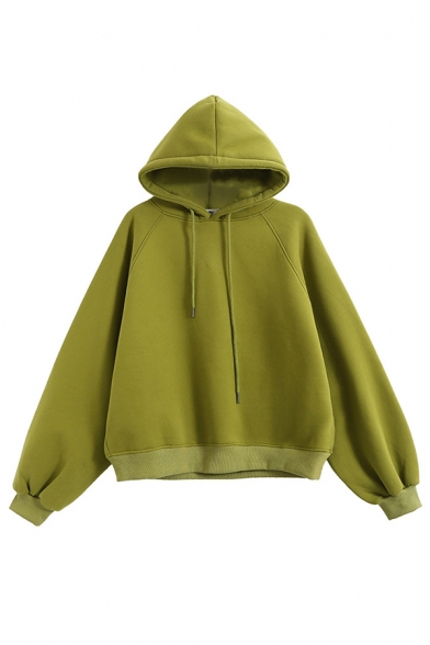 Hip Hop Style Long Sleeve Drawstring Baggy Plain Pullover Hoodie for Girls