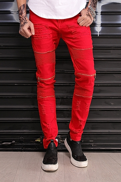 red biker jeans mens