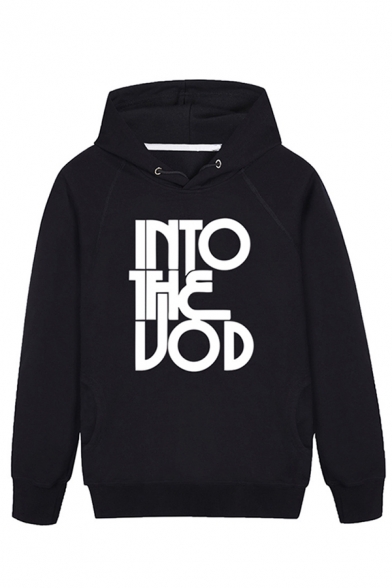 Creative Letter INTO THE Printed Long Sleeve Drawstring Hoodie with Dual Pockets