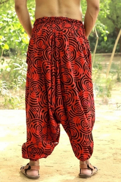 Ethnic Style Unique Circle Print Boho Hippie Harem Pants Baggy Fashion Trousers