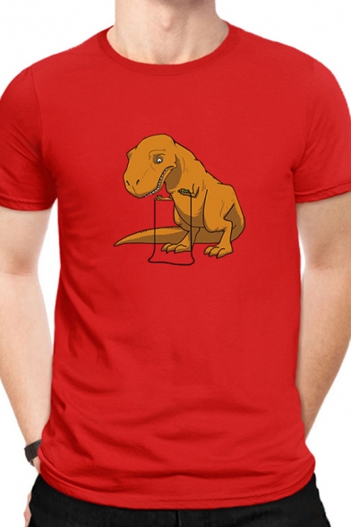 Funny Cartoon Animal Printed Short Sleeves Crew Neck Summer T-Shirt