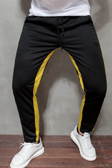 Hot Popular Colorblock Stripe Side Drawstring Waist Skinny Fit Sports Pants