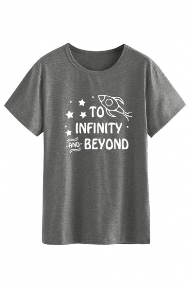 New Trendy TO INFINITY BEYOND Letter Printed Short Sleeves Casual Graphic T-Shirt