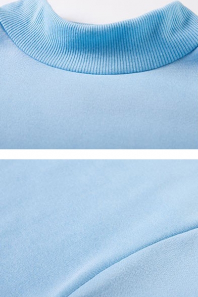 Simple Letter TARCOUIT Star Print Long Sleeve Mock Neck Street Wear Pullover Sweatshirt