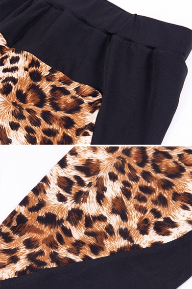 Womens Yoga Fashion Leopard Print Cutout Crop Cami Top Skinny Leggings Two-Piece Co-ords