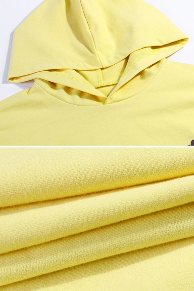 Hot Letter THANK U NEXT Print Long Sleeve Crop Loose Hoodie & Elastic Waist Pants Yellow Co-ords
