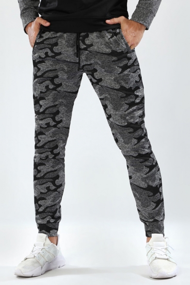 Men's Leisure Camo Printed Drawstring Waist Quick-Dry Slim Fit Sports Pants