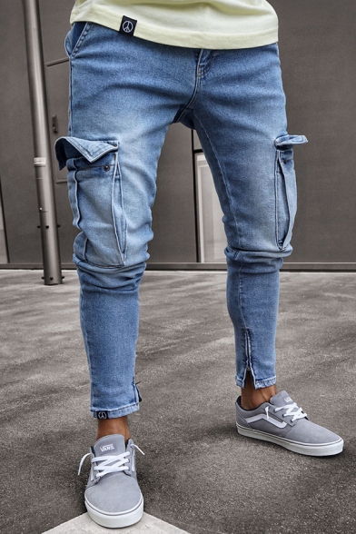 men flap pocket zipper fly jeans