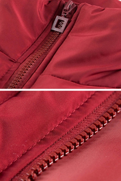 Casual Plain Long Sleeve Lapel Collar Zipper Front Flap Pockets Drawstring Midi Baggy Down Coat for Women