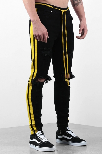 yellow black striped pants