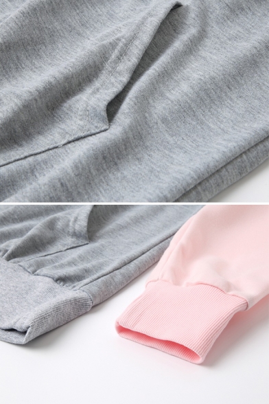 Lovely Footprint Pattern Raglan Long Sleeve Kangaroo Pocket Slim Fit Pullover Sweatshirt