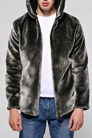 Long Sleeve Zip Up Faux Fur Mink Coat, Mens Faux Fur Mink Coat