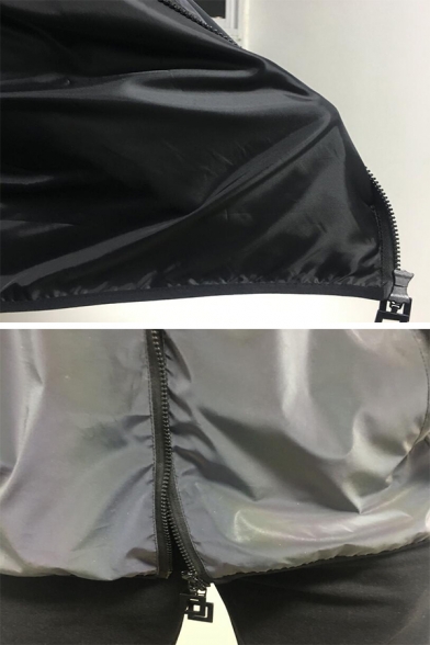 Unique Rainbow Reflective Lapel Collar Long Sleeves Zip Placket Loose Fit Men's Jacket