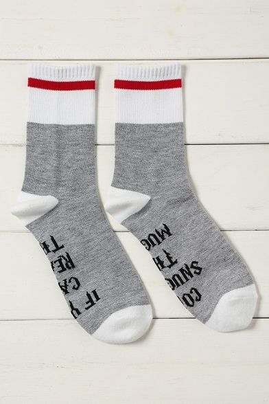 Unisex Casual COME SNUGGLE THIS MUGGLE Letter Printed Colorblock Socks