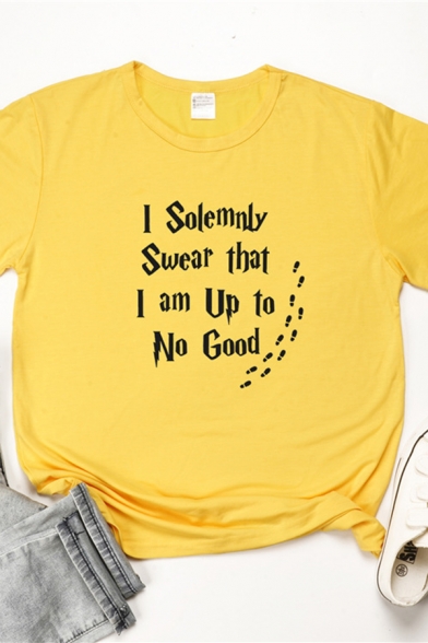 Funny Letter I SOLEMNLY SWEAR THAT Printed Short Sleeve Casual T-Shirt