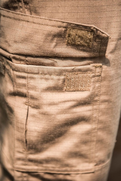 Mens Popular Solid Color Multi Pockets Wide Leg Pants Cargo Pants