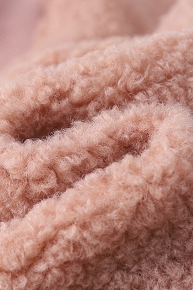 Women Casual Warm Blouson Sleeve Pockets Side Shearling Plain Boxy Duffle Coat