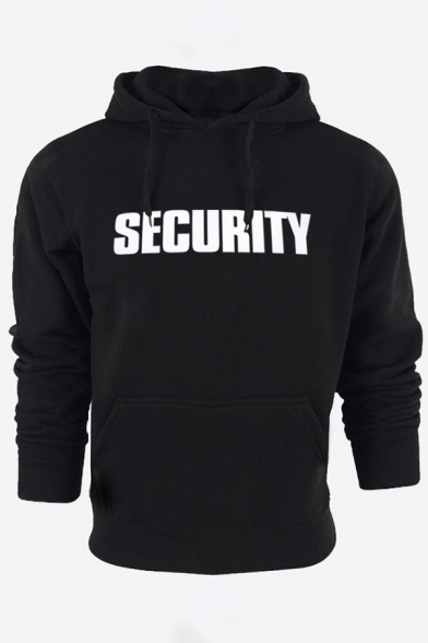 Men's Casual Letter SECURITY Printed Long Sleeves Fitted Sport Hoodie
