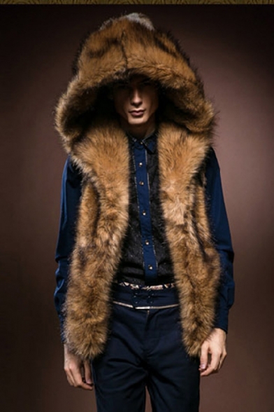 New Stylish Brown Sleeveless Side, Stylish Fur Coat