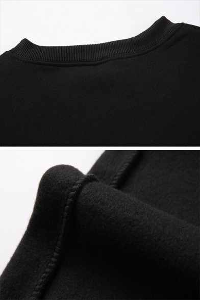 Creative Logo JUST BREAK IT Printed Long Sleeve Round Neck Slim Fit Pullover Sweatshirt