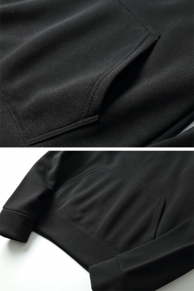 Creative Logo Printed Long Sleeve Pouch Pocket Slim Fit Drawstring Sports Hoodie