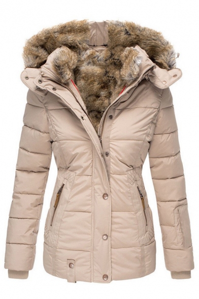 Cuekondy Womens Coat Winter Fleece Fuzzy Faux Shearling Zipper Warm Outwear Classic Fit Long Sleeve Hoodie Jackets