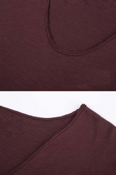 Guys Street Fashion Plain V-Neck Long Sleeve Basic Fitted T-Shirt
