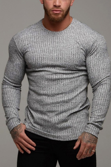 JJMax Mens Slim Fit Round Neck Long Sleeve Lightweight Knit Shirt
